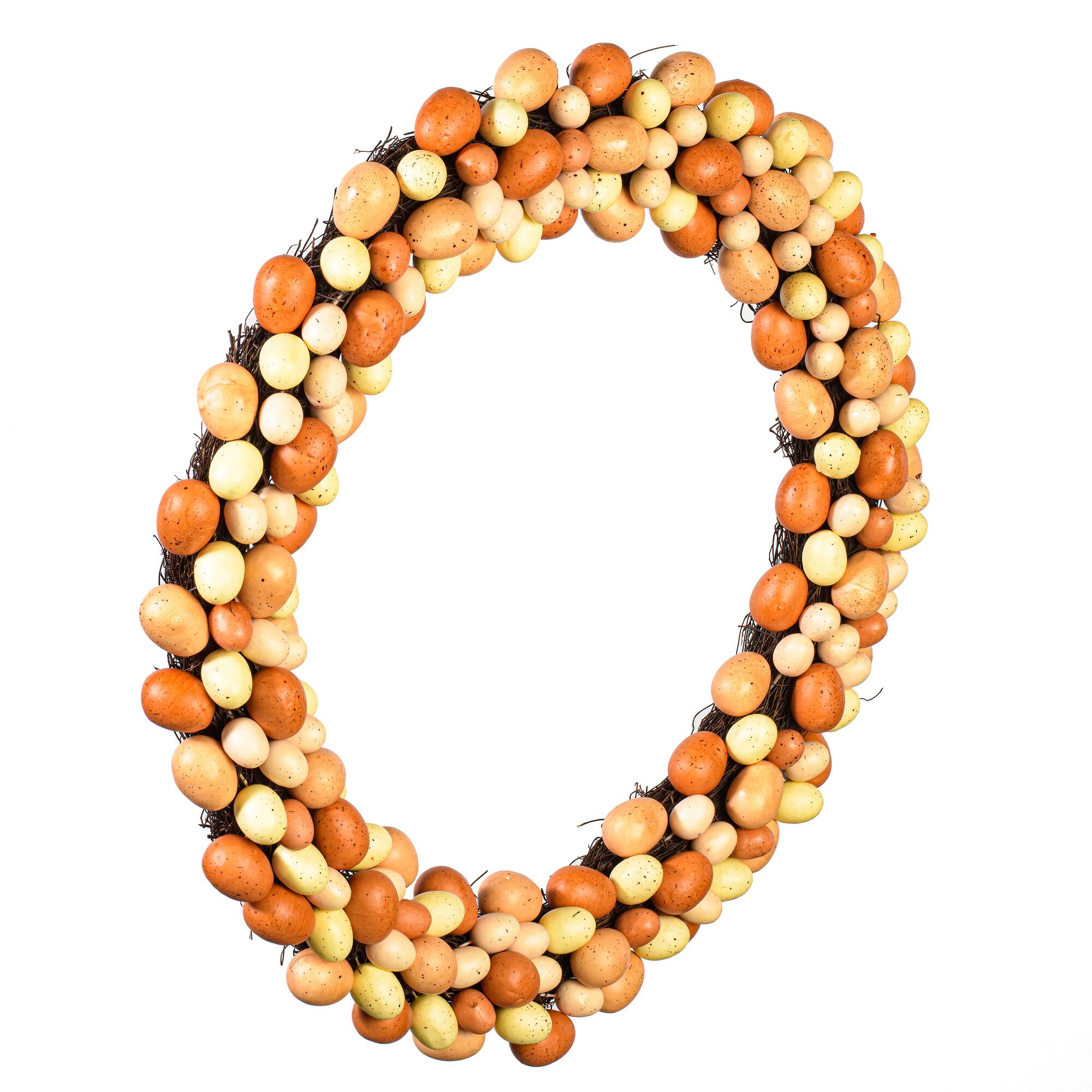 24" Coral & White Artificial Easter Eggs Wreath
